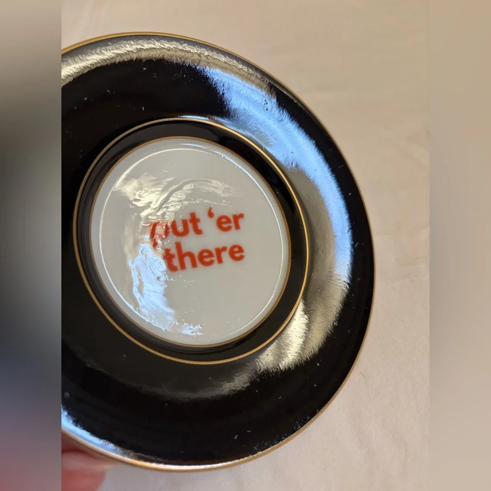 Upcycled catch-all keepsake dish with black and gold detail